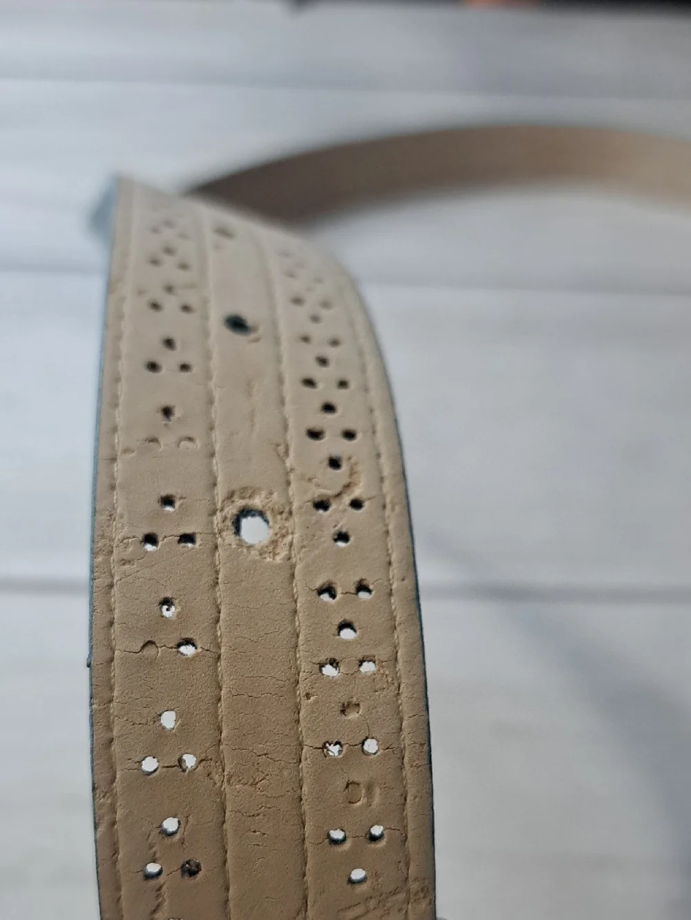 Avignon Light Blue Perforated Leather Belt Size Large 31